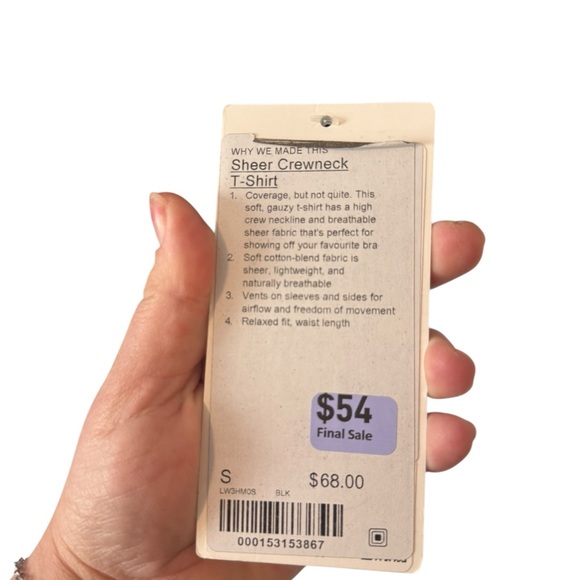 Lululemon Black Womens Sheer Crewneck T shirt size small - Picture 2 of 2